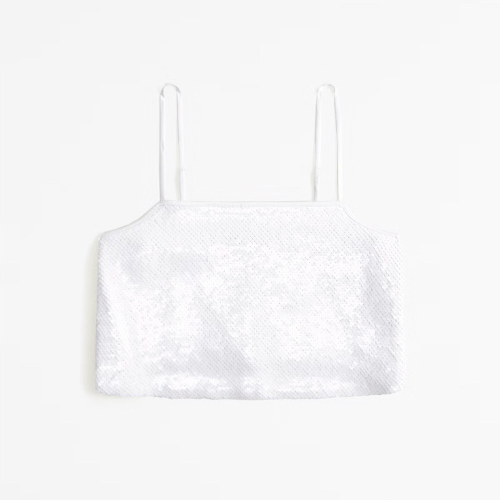 Abercrombie Sequin Squareneck Set Top White Size Medium